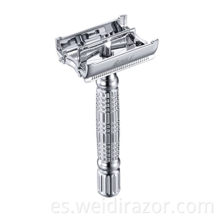 Maquinilla de afeitar de seguridad de doble filo de aluminio tradicional de alta calidad, maquinilla de afeitar desmontable, maquinilla de afeitar de doble hoja